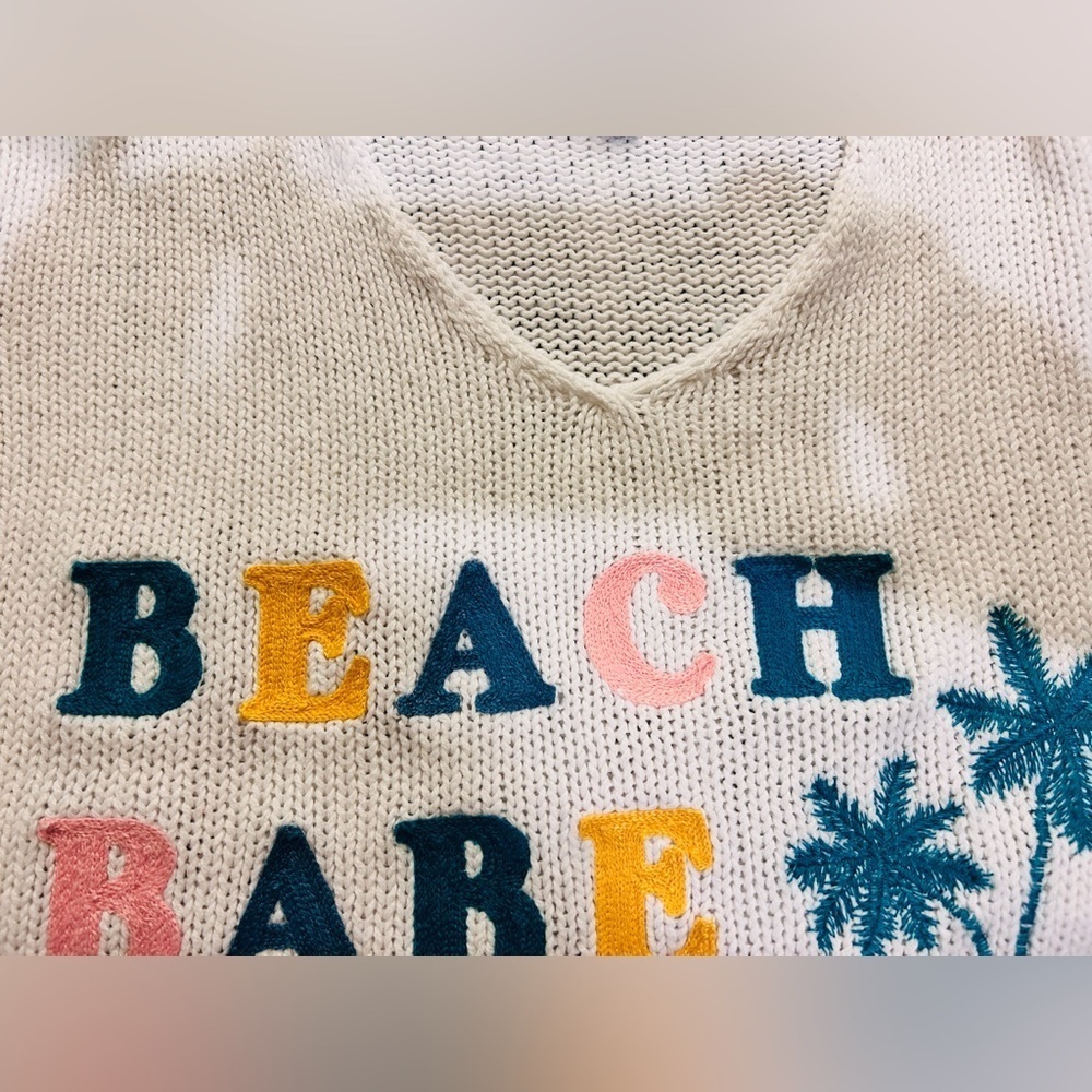 Size S/M Simply Southern “Beach Babe” Knit Sweater – White Coastal Vibe - Picture 3 of 9